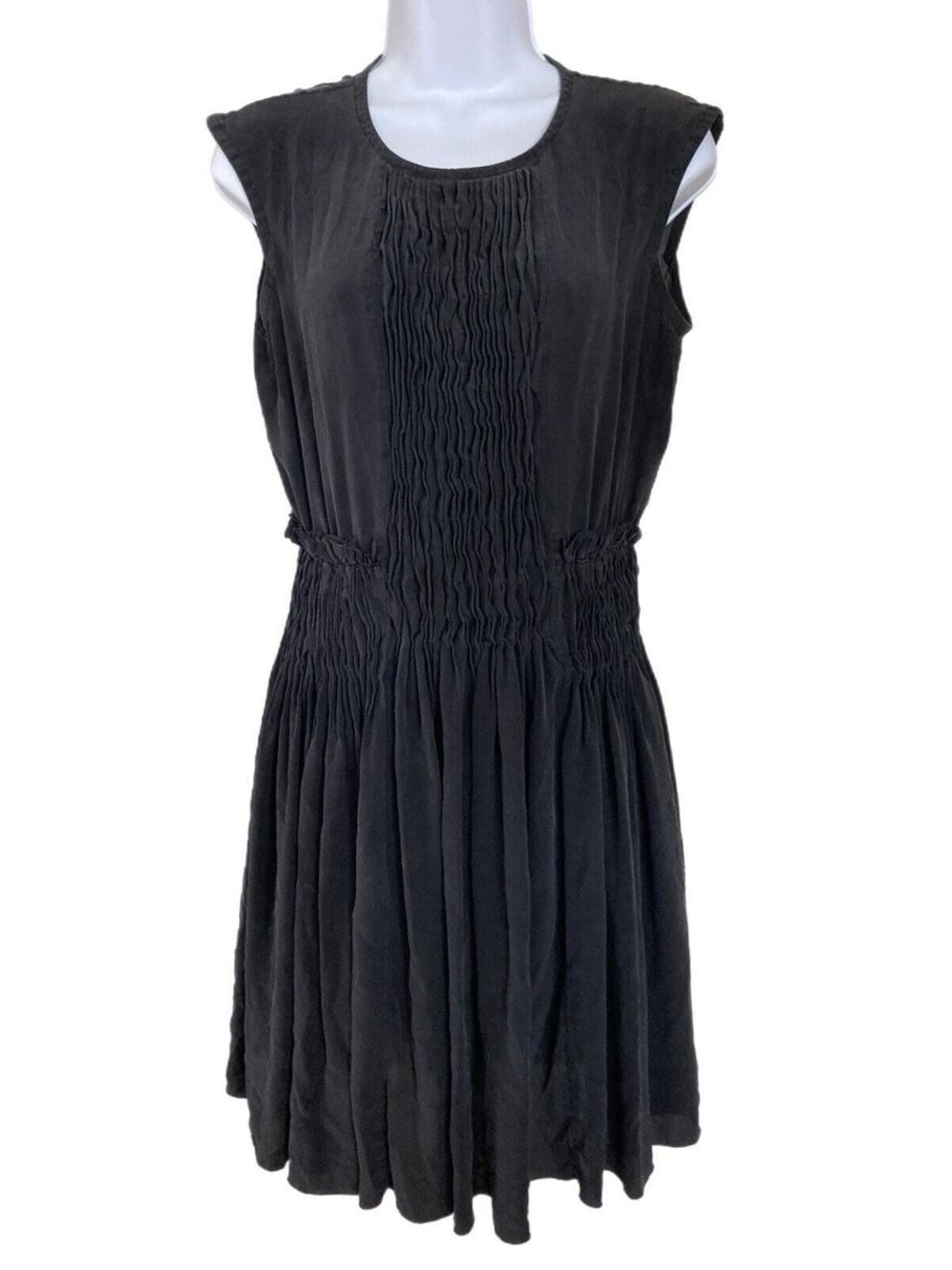 See by Chloe Black Silk Pleated Mini Dress